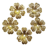 5pc Large Gold Flower Filigree Bead Caps