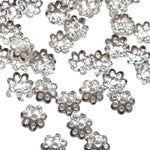 50pc 6mm Silver Bead Caps