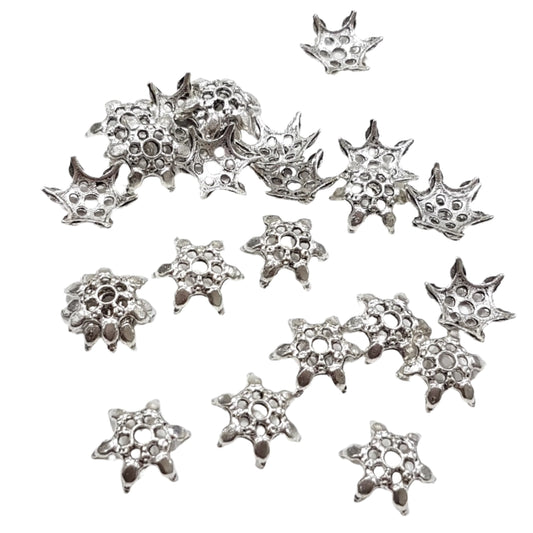 25pc Tibetan Silver Bead Caps
