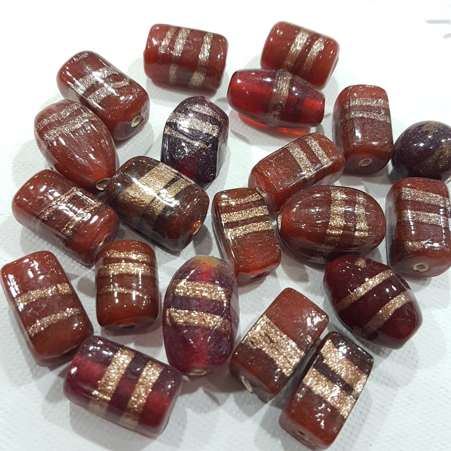 100g Red and Gold Lampwork Beads