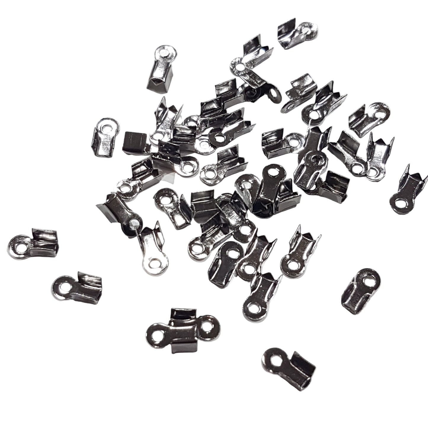 50pc Gunmetal Black Fold Over Crimps
