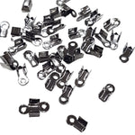 50pc Gunmetal Black Fold Over Crimps