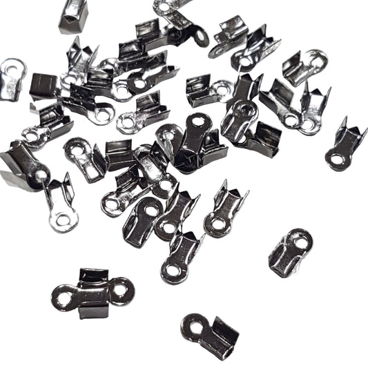 50pc Gunmetal Black Fold Over Crimps