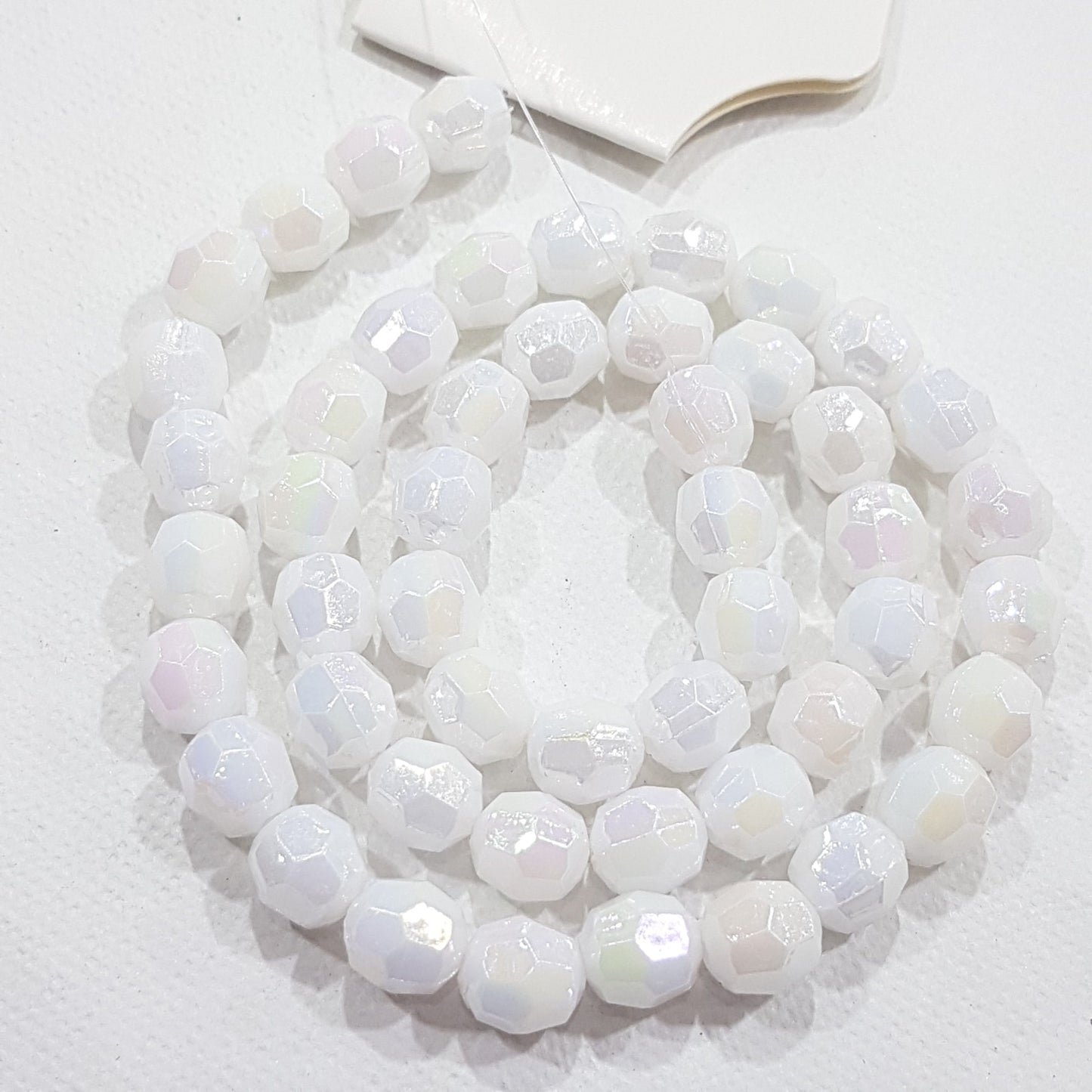 50pc White AB Faceted Acrylic Beads