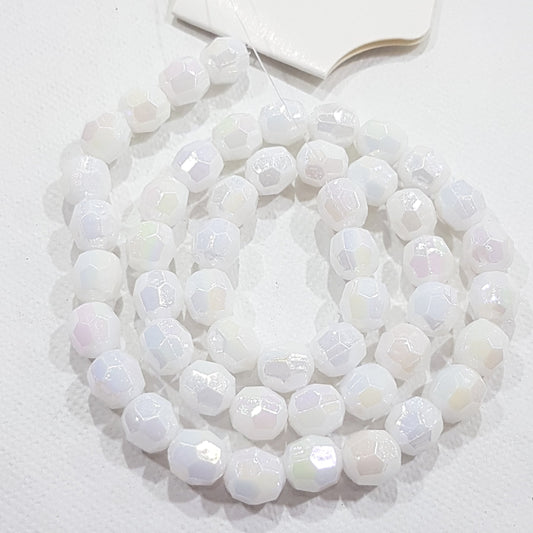 50pc White AB Faceted Acrylic Beads