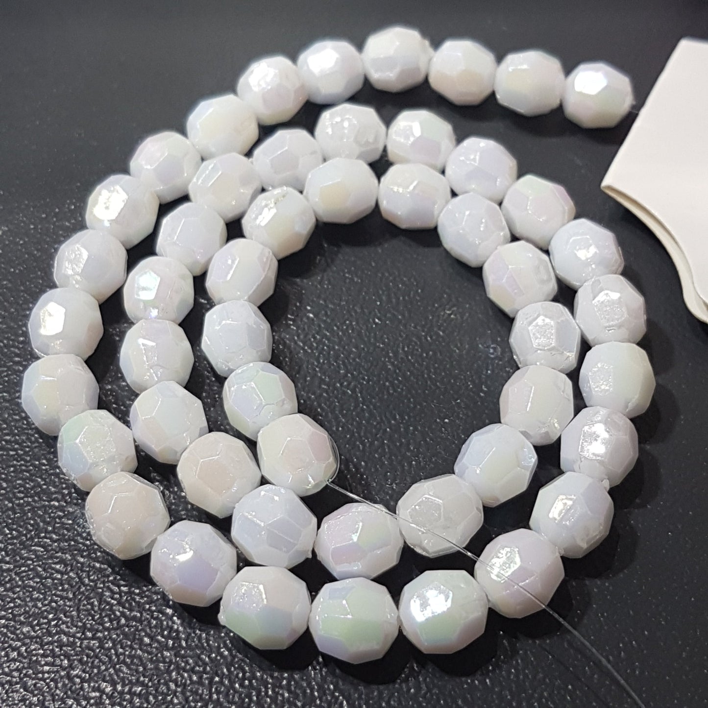 50pc White AB Faceted Acrylic Beads
