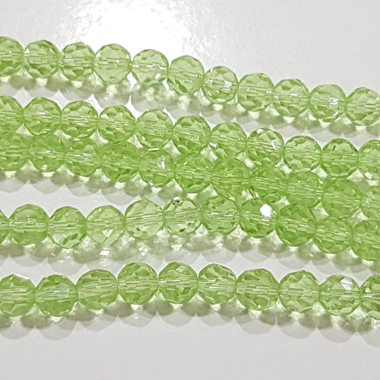 5mm Green Faceted Glass Beads