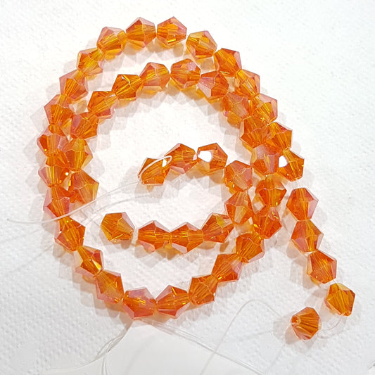 6mm Orange AB Glass Bicones