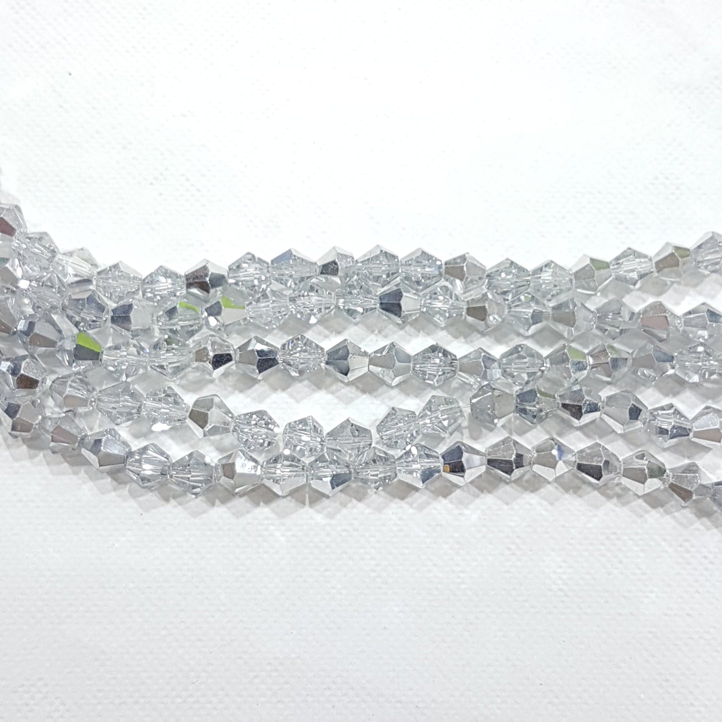 6mm Silver Glass Bicones
