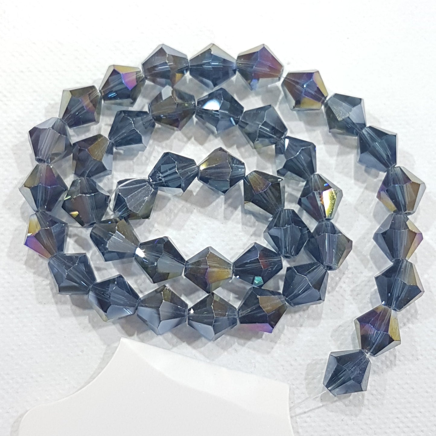 8mm Blue Grey AB Glass Bicones