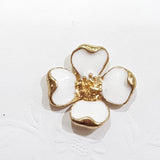 4pc White Enamel Flower Charms