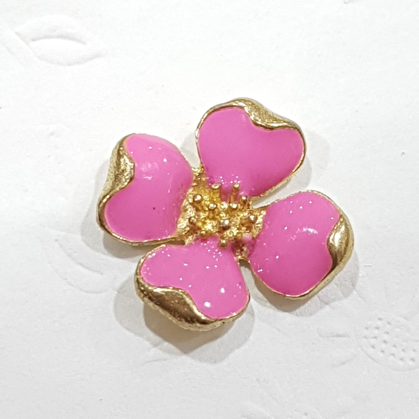 4pc Pink Enamel Flower Charms