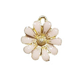 4pc Pink Enamel Flower Charm Pendant