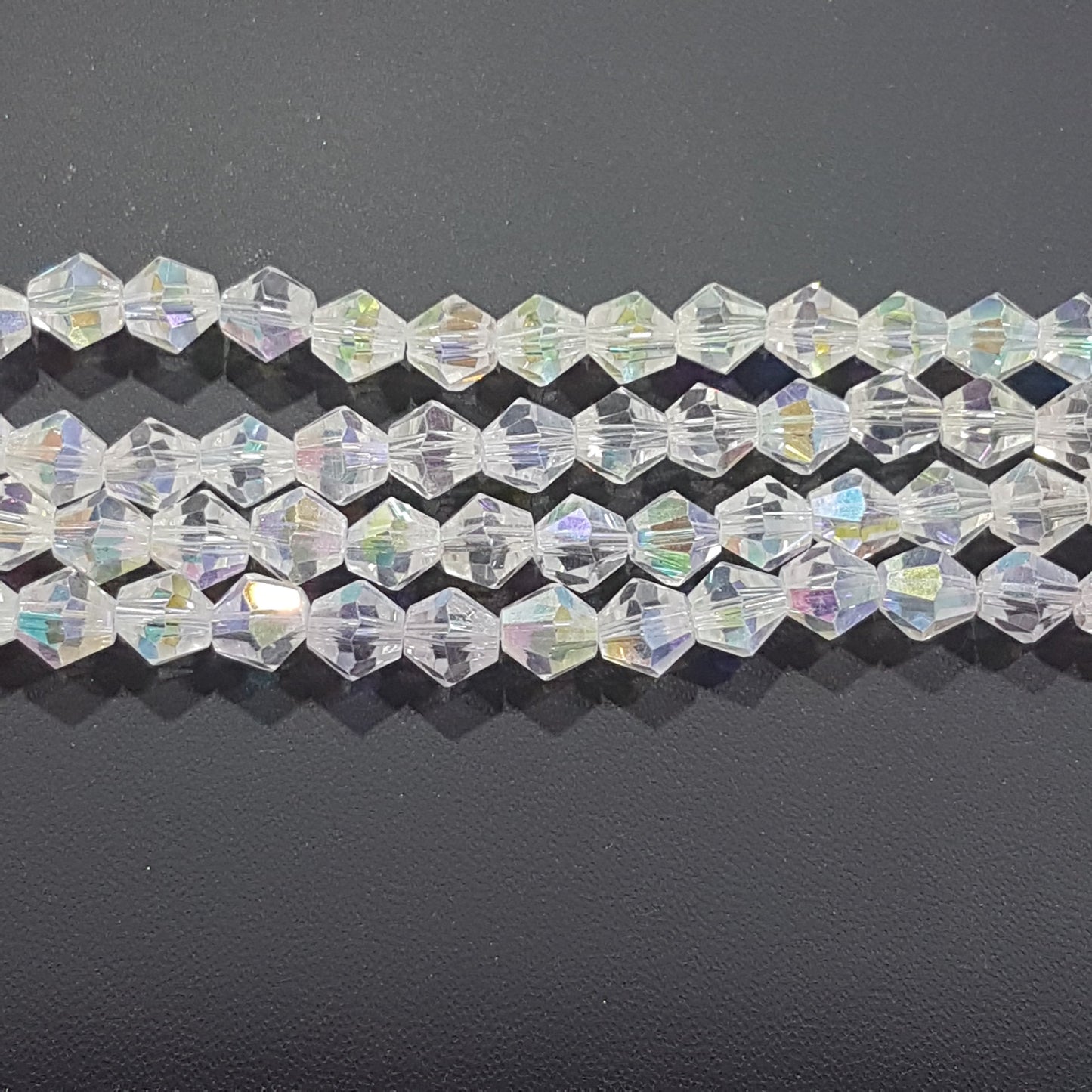 8mm Clear AB Glass Bicones