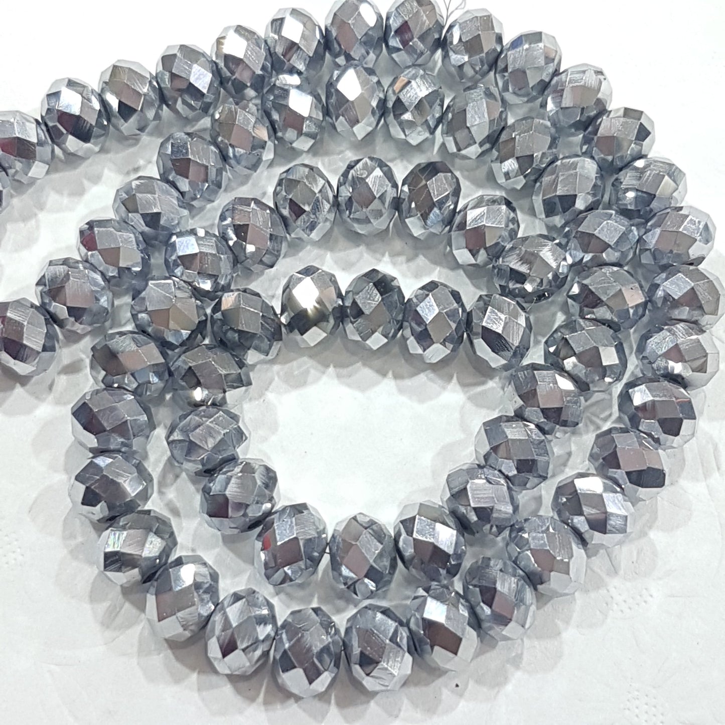 Silver Crystal Rondelles Approx 70 beads