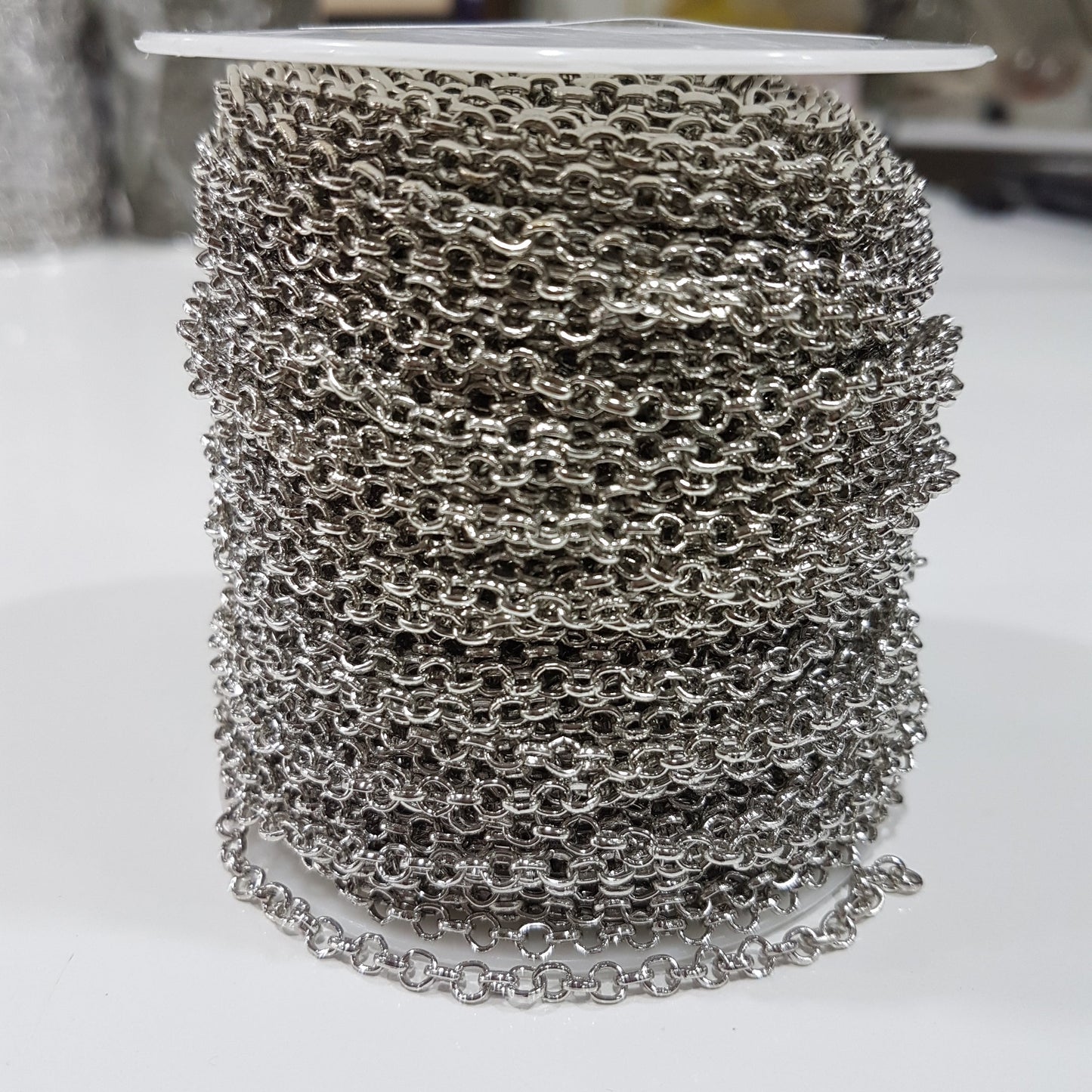 1M Silver Rolo Belcher Chain