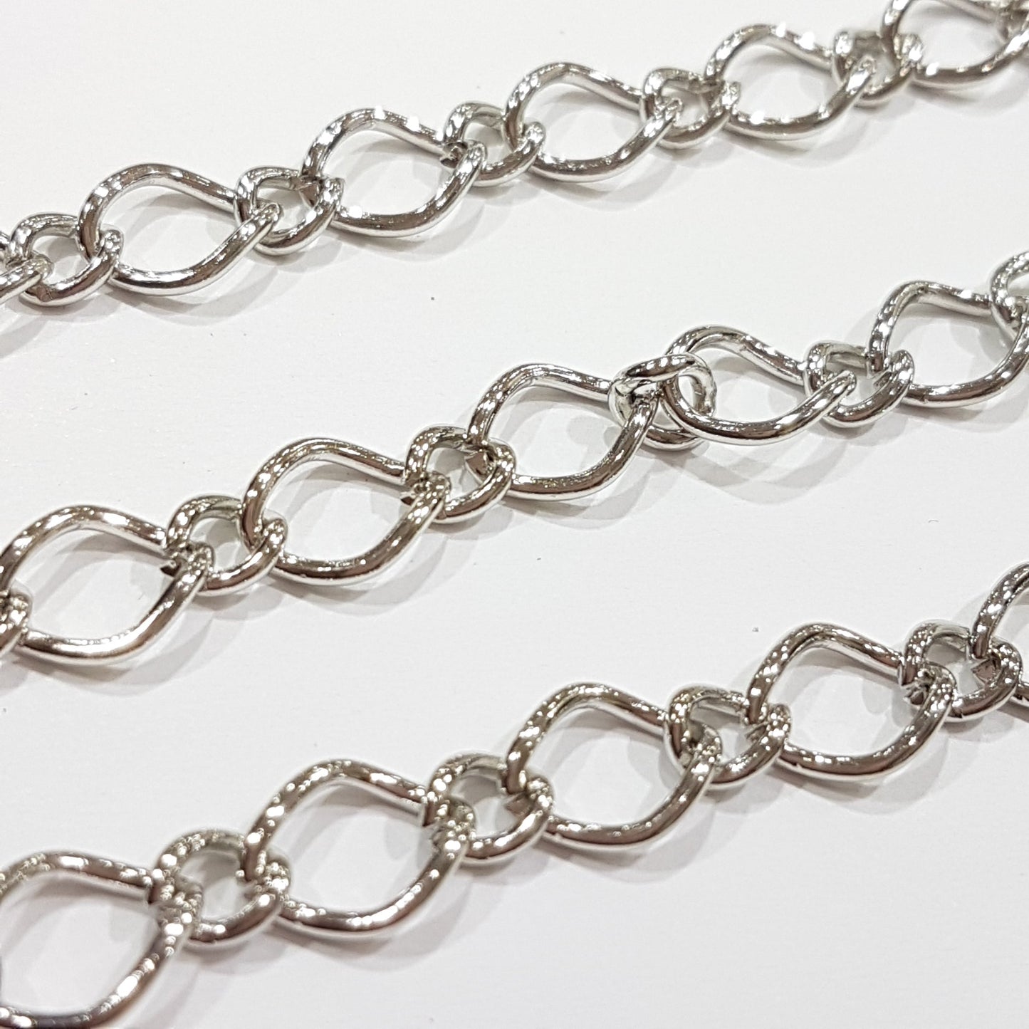 1M Platinum Silver Figaro Chain