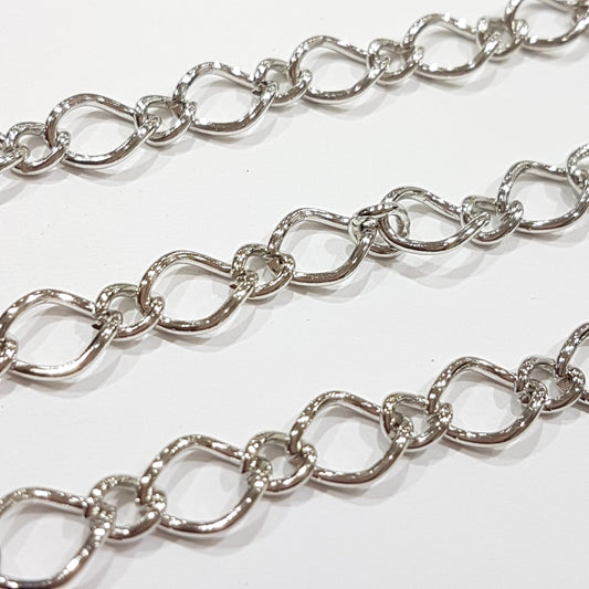 1M Platinum Silver Figaro Chain