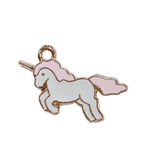 4pc Pink Unicorn Enamel Charms