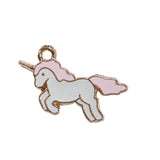 4pc Pink Unicorn Enamel Charms