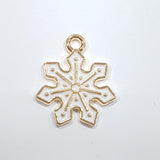 4pc White Snowflake Enamel Charms