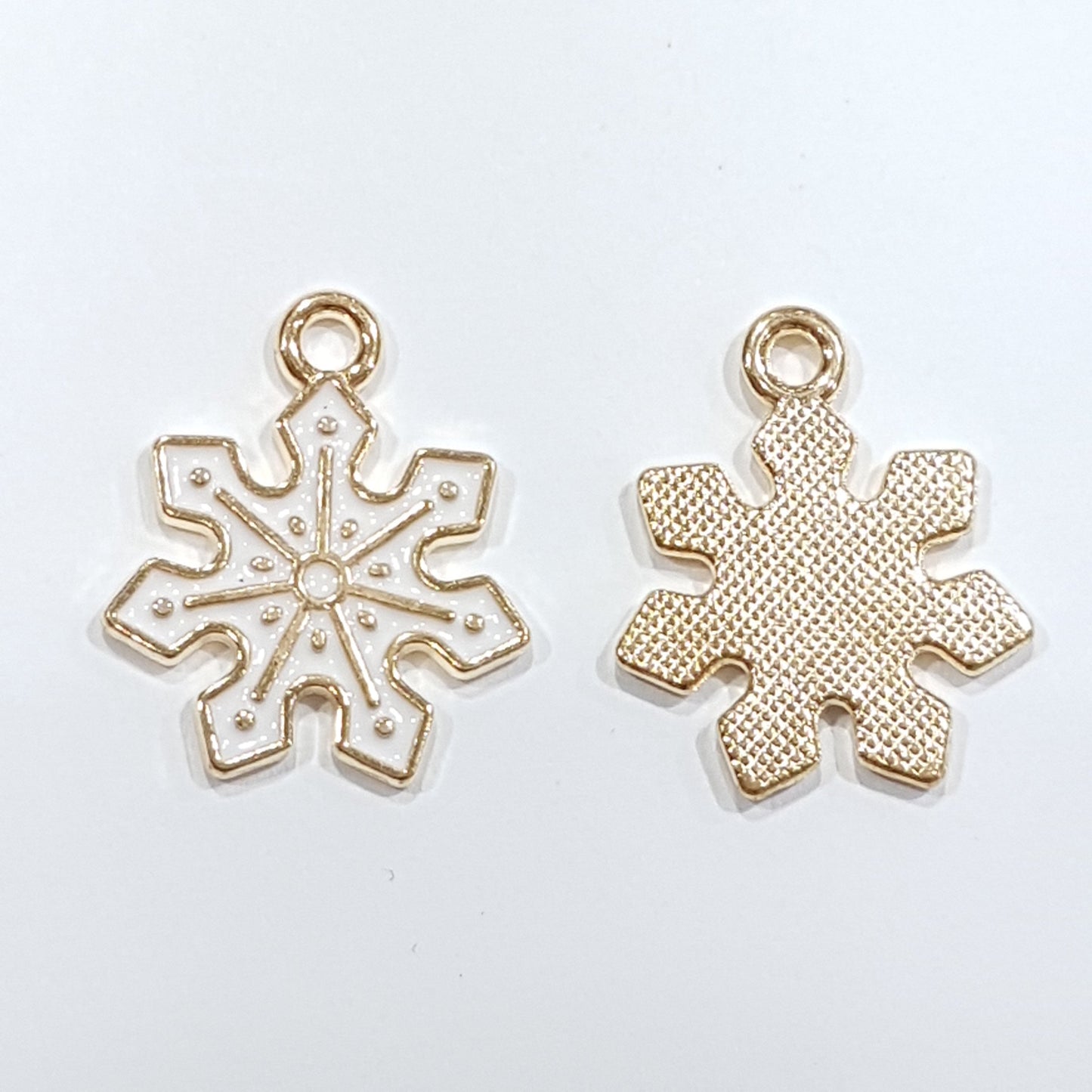 4pc White Snowflake Enamel Charms