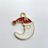 4pc Christmas Moon Enamel Charms
