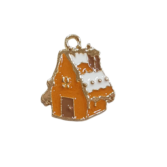 4pc Gingerbread House Enamel Charms