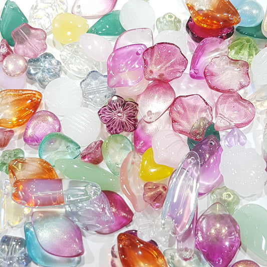 20pc Mixed Glass Flowers & Leaves