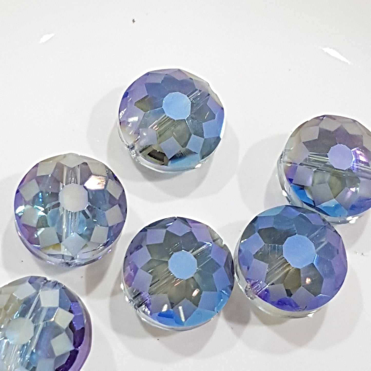 6pc Round Etched Crystal Glass Beads