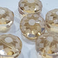 6pc Golden Etched Crystal Glass Beads