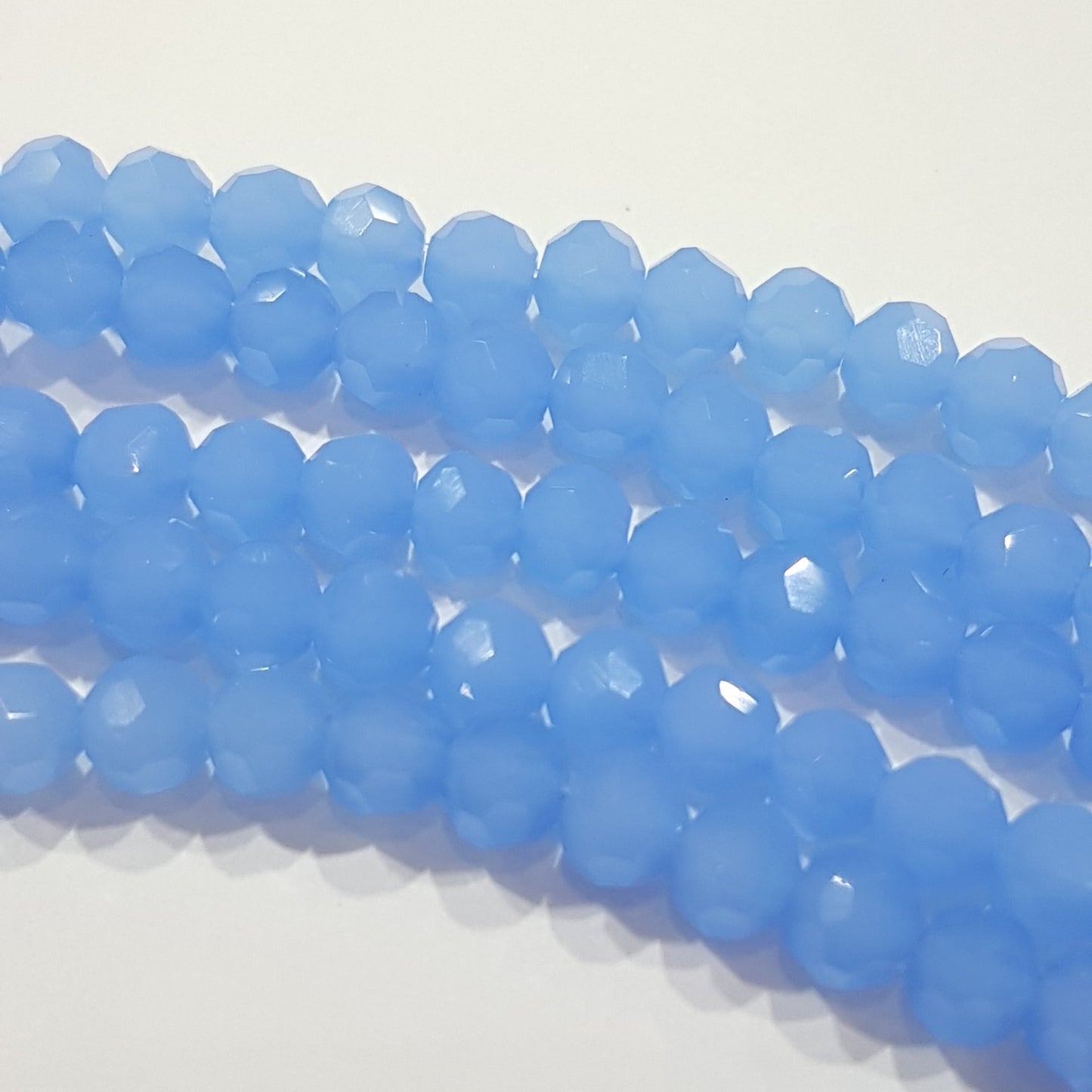 Milky Blue Crystal Glass Beads Approx 100 beads