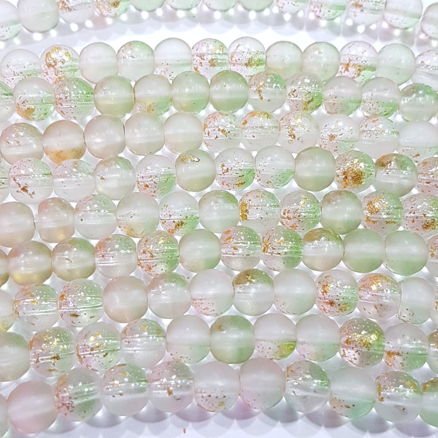 6mm Light Frosted Glitter Glass Beads
