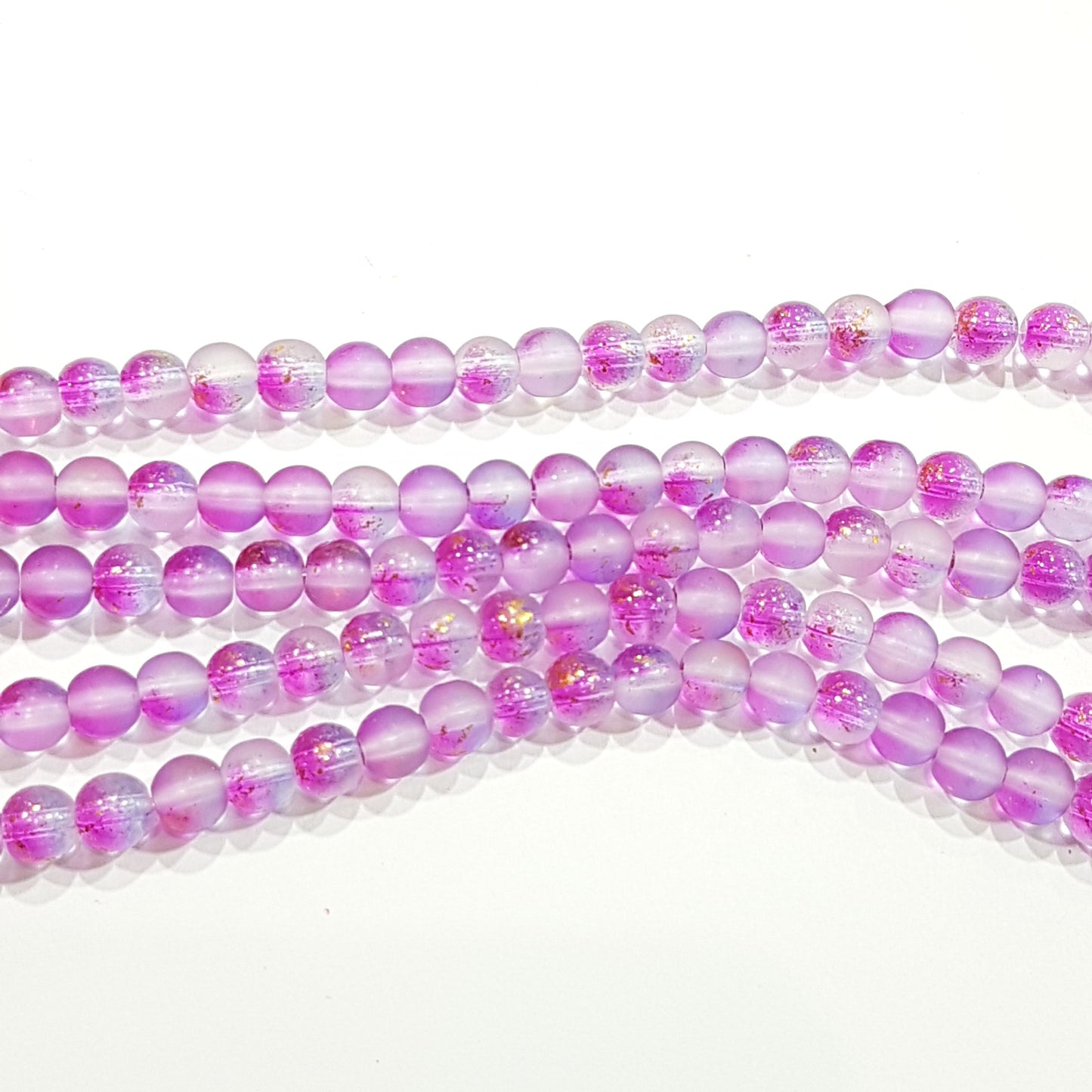 6mm Purple Frosted Glitter Glass Beads