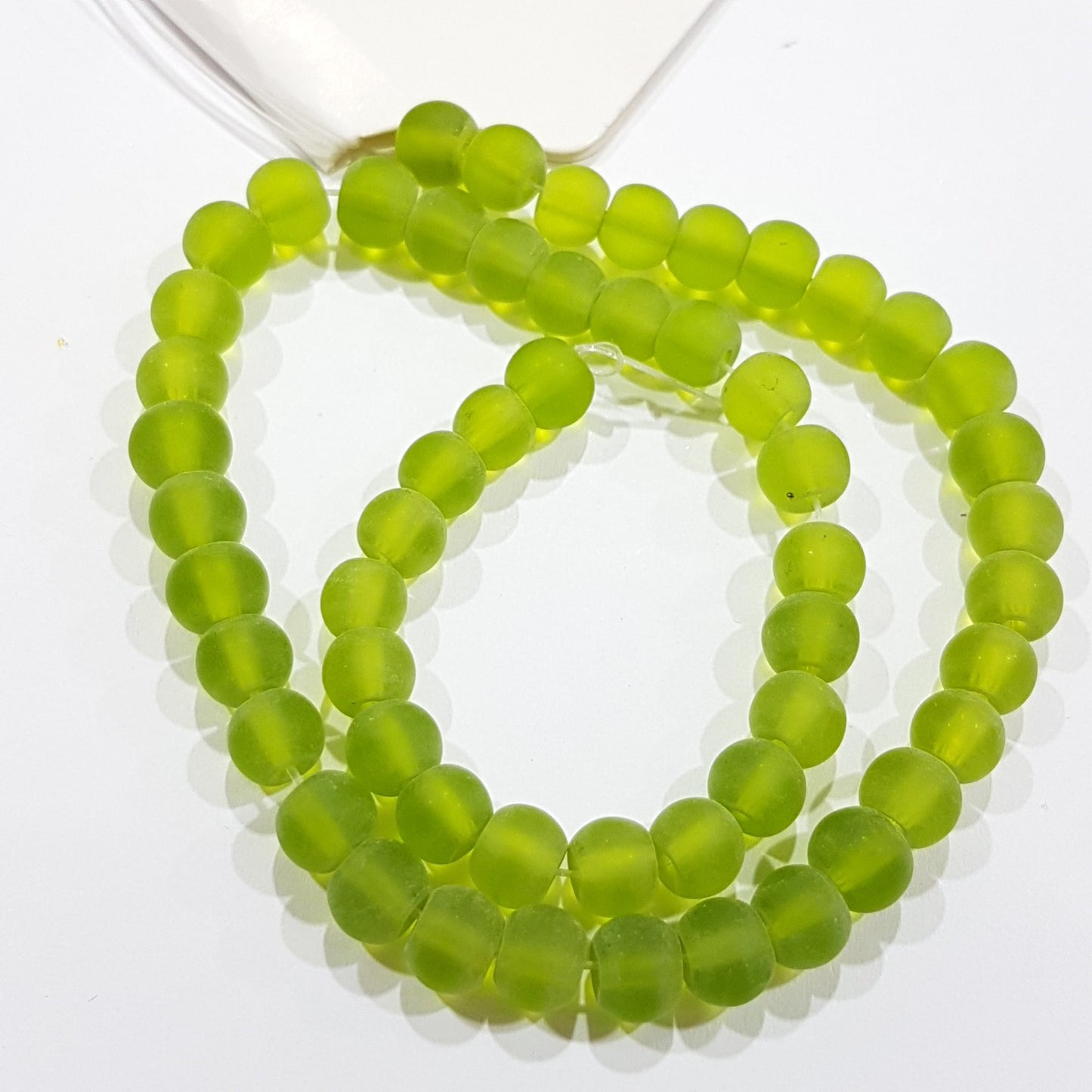 6mm Green Frosted Glass Beads