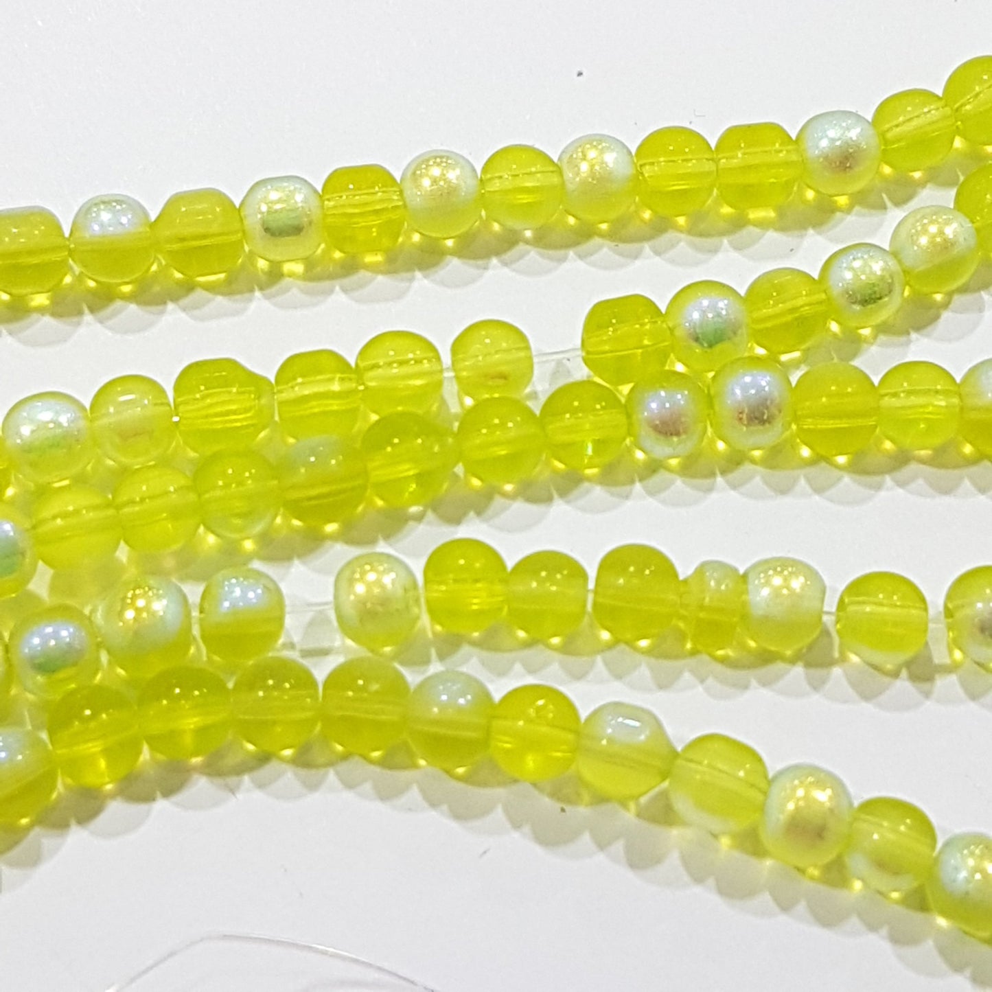 80pc 4mm Green AB Glass Beads