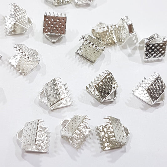 20pc Silver Ribbon End Crimps