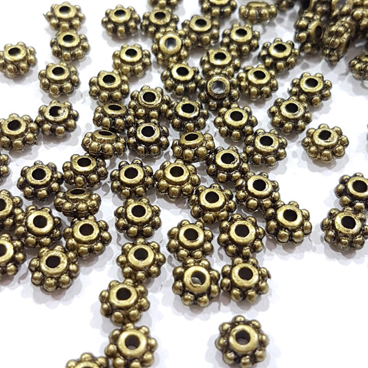 100pc Acrylic Bronze Daisy Spacers