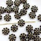 25pc Czech Gold Inlaid Daisy Flowers
