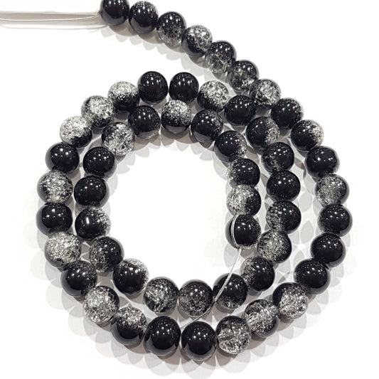 Black and Clear Crackle Glass Beads
