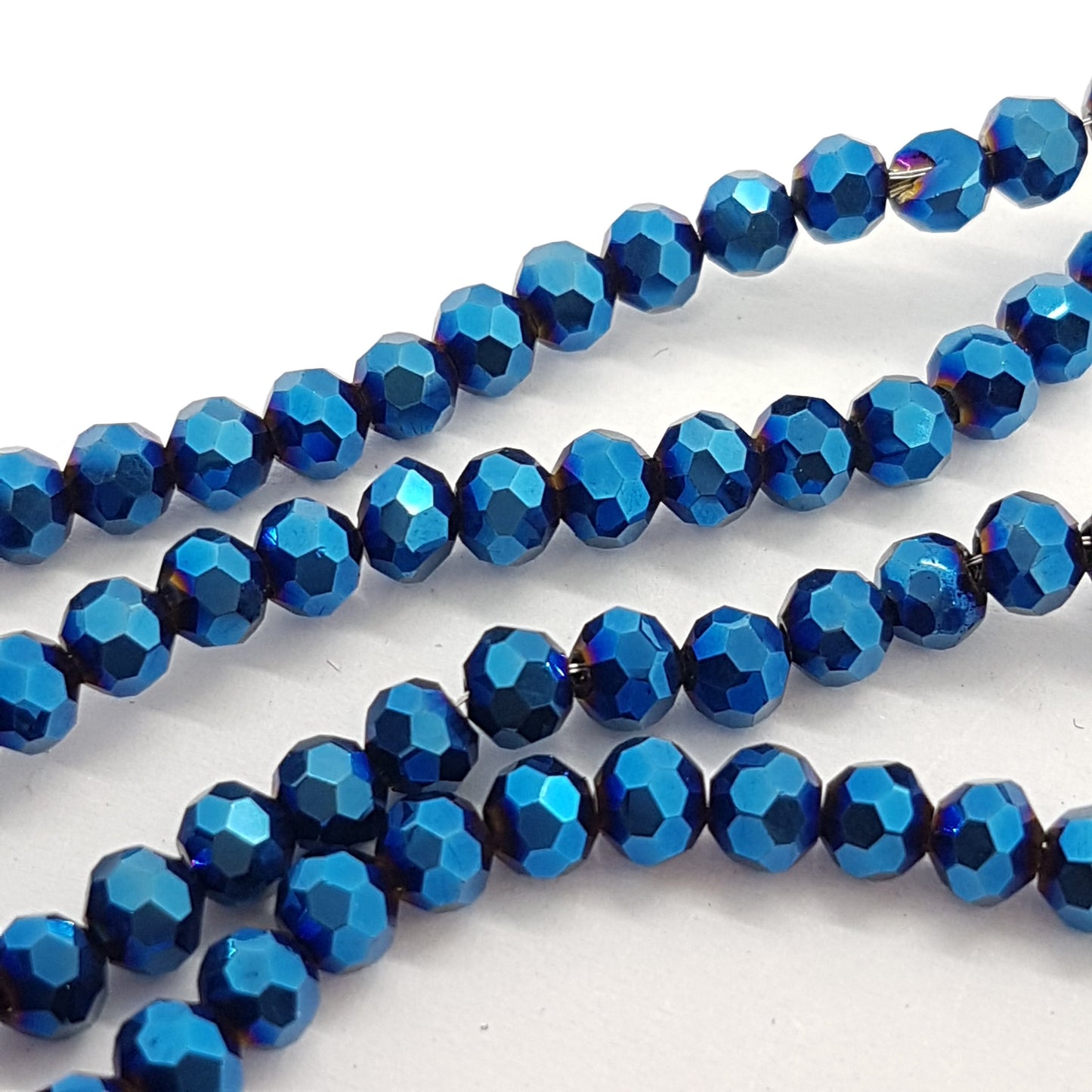 Metallic Blue Faceted Crystal Glass Beads Approx 98 beads