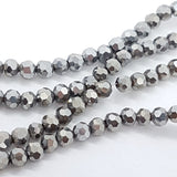 Metallic Silver Faceted Crystal Glass Beads Approx 98 beads