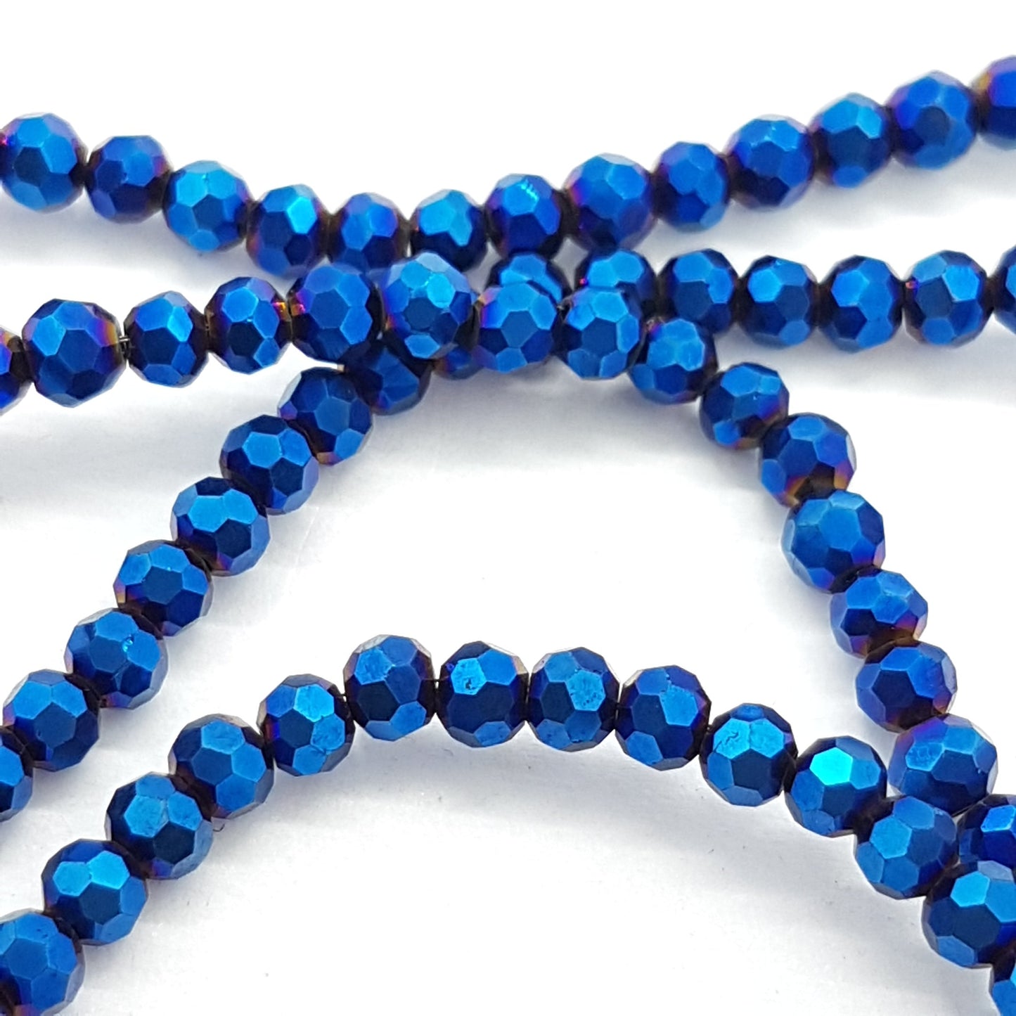 Metallic Blue Crystal Rondelle Beads Approx 150 beads
