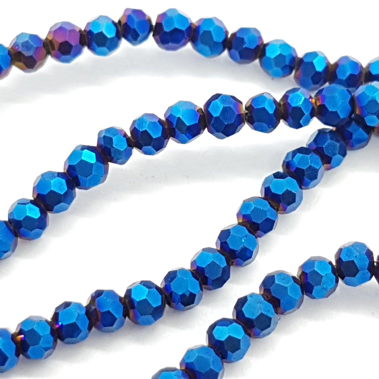 Metallic Blue Crystal Rondelle Beads Approx 150 beads