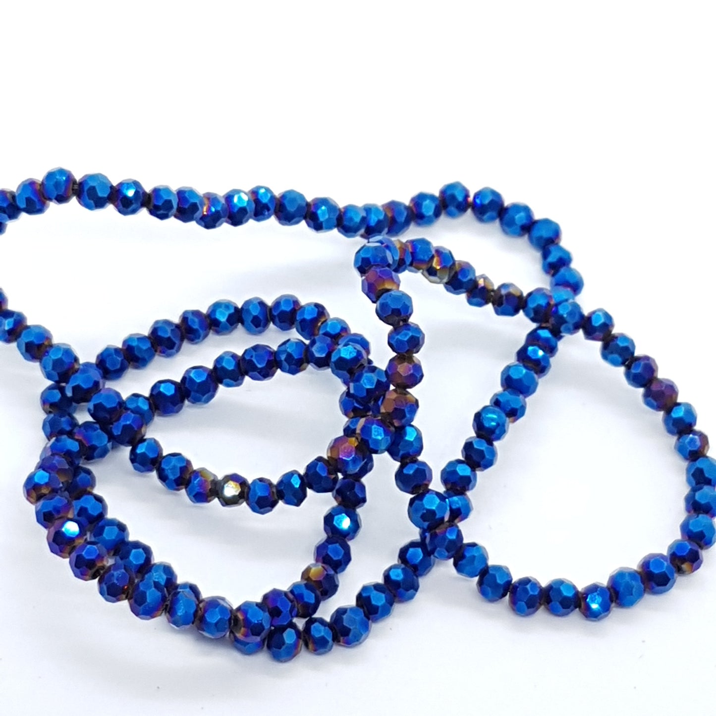 Metallic Blue Crystal Rondelle Beads Approx 150 beads