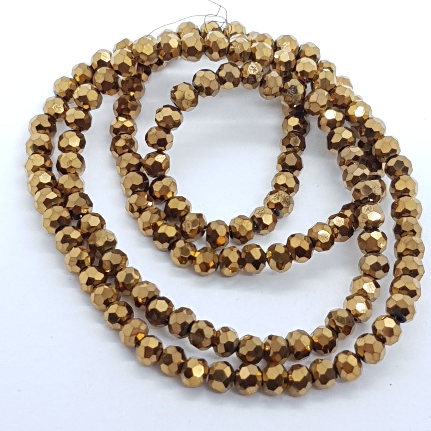 Golden Bronze Round Crystal Glass Beads