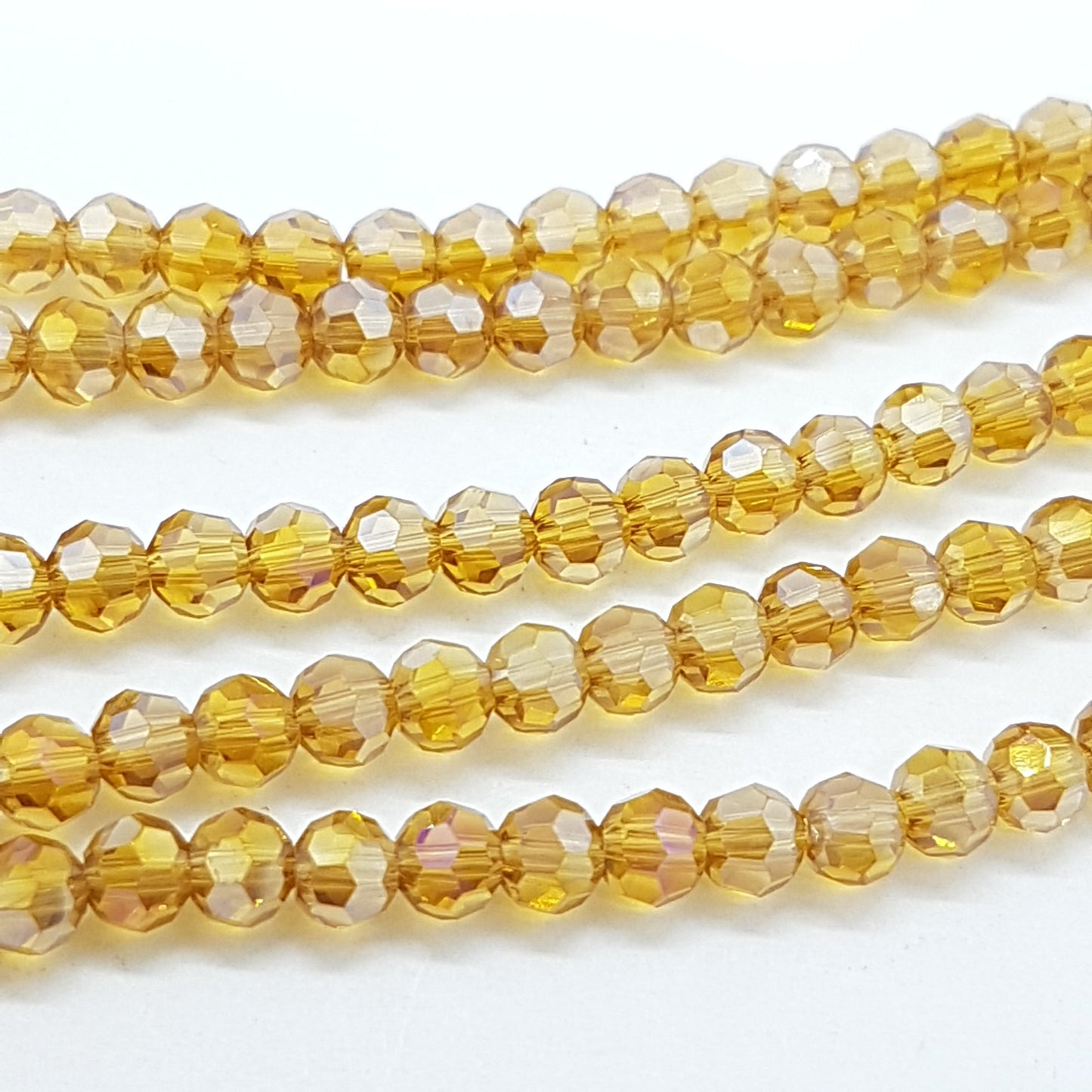 Golden Amber Faceted Round Crystal Beads Approx 98 beads