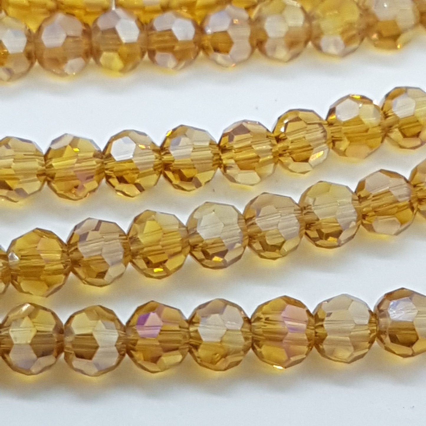 Golden Amber Faceted Round Crystal Beads Approx 98 beads