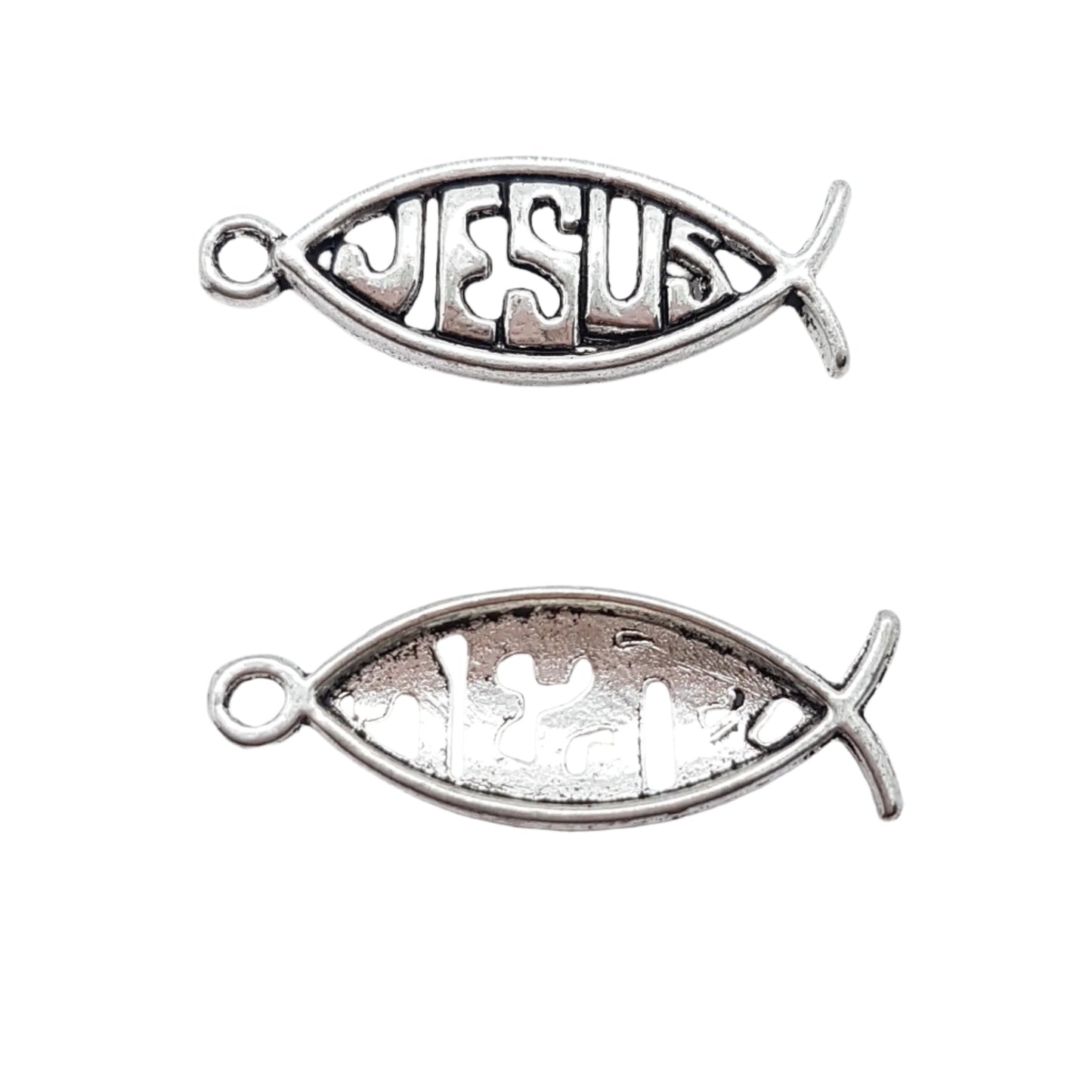 10pc Ichthys Christian Fish Metal Charms