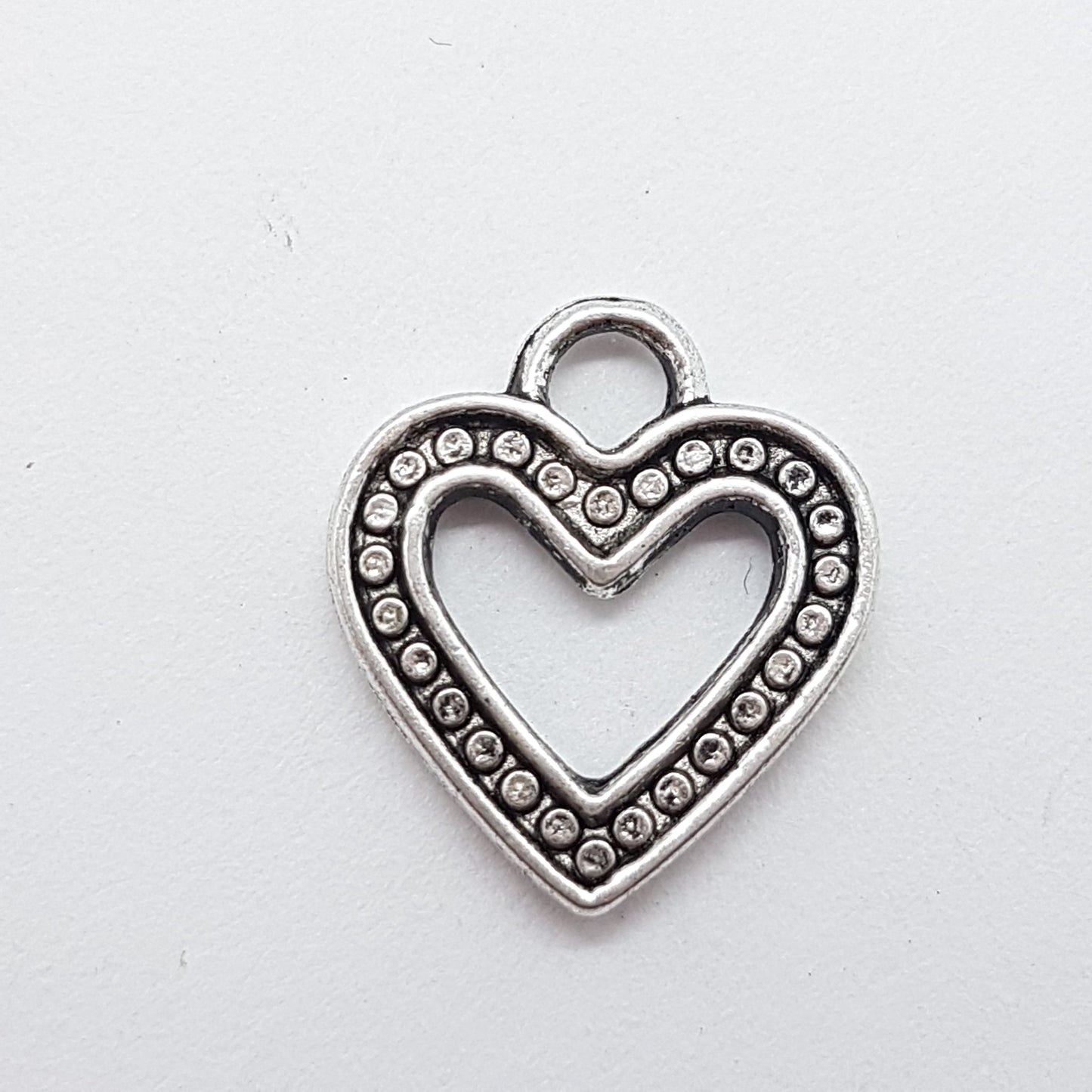 10pc Silver Metal Heart Charms